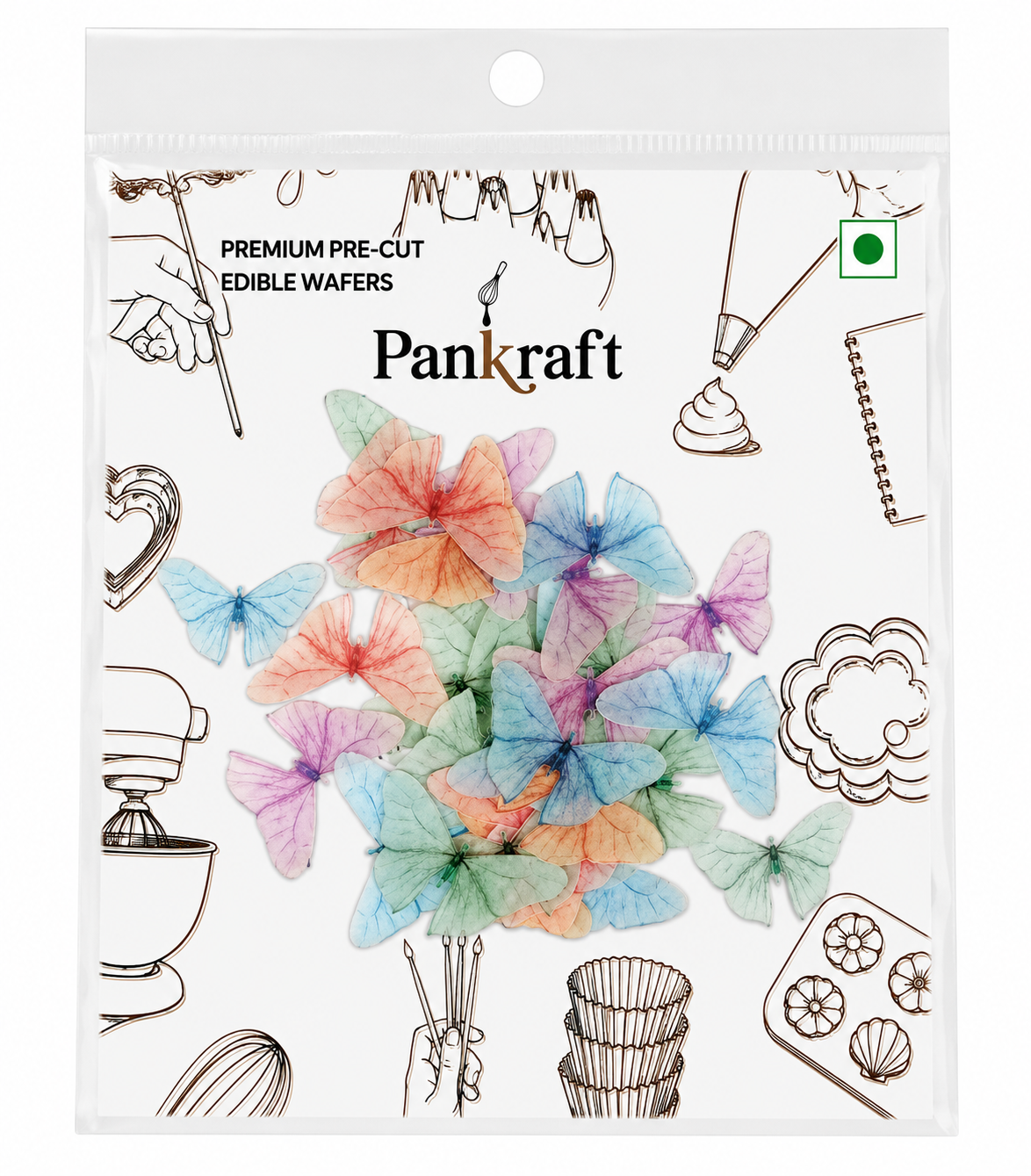 PanKraft Pre-Cut Wafer Paper Edible Butterfly Small - 28 Pcs (WPC-021)